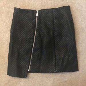 Black Leather Skirt with Zipper